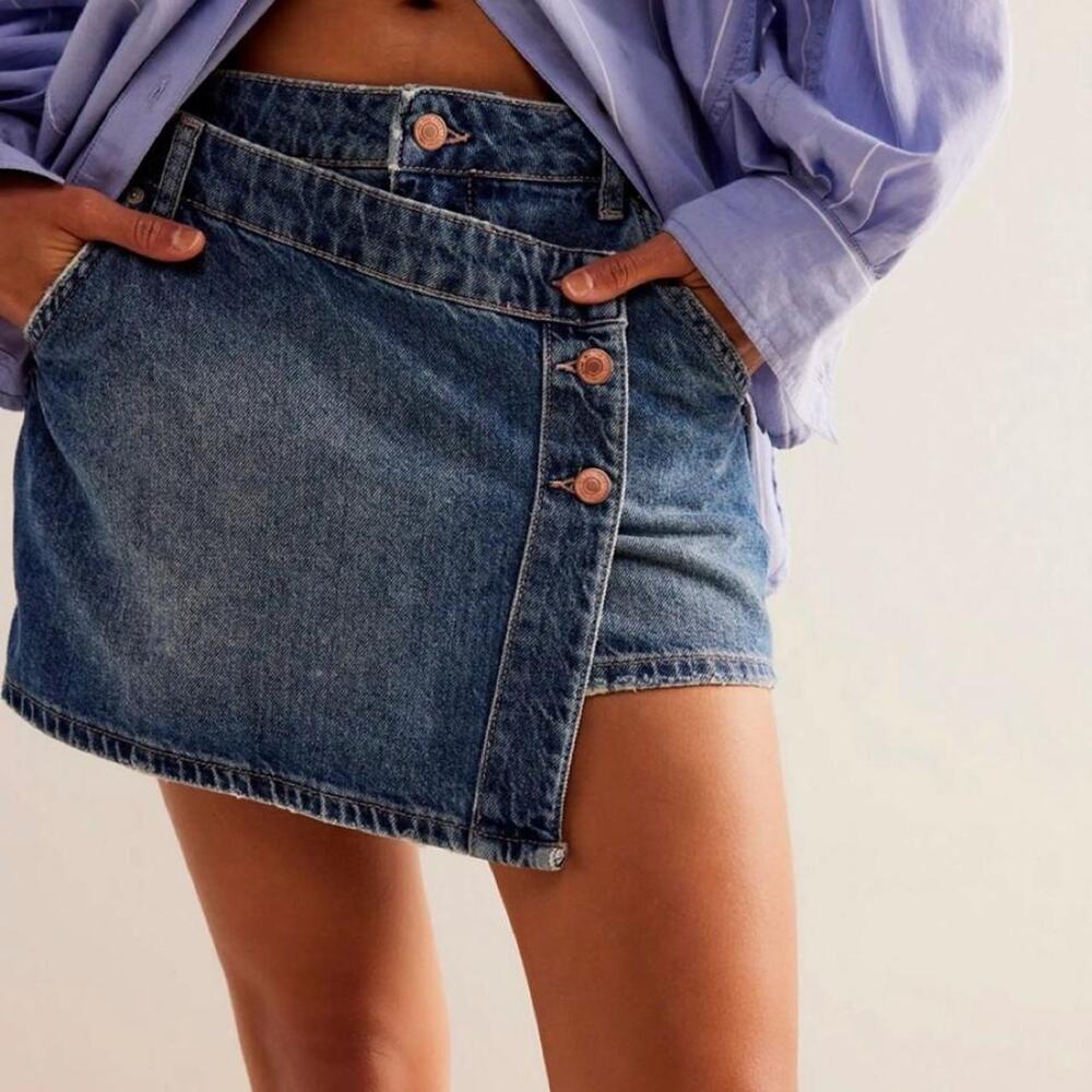 Free people blue denim mini